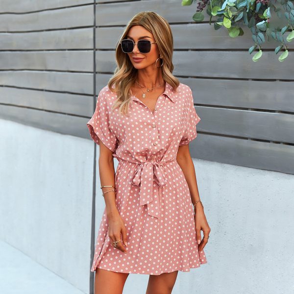 2021 vestidos por atacado senhora do escritório boho ponto padrão roupas femininas preto viscose arco-nó outfits solto macio casual vestido - Imagem 2