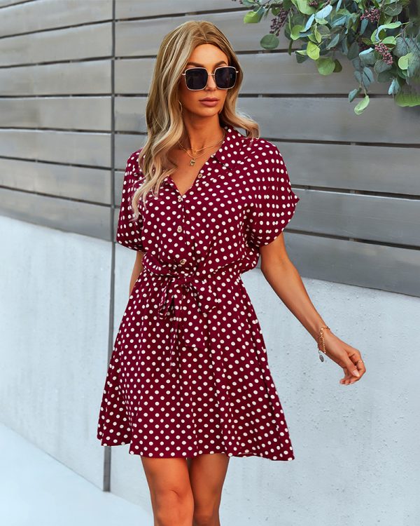 2021 vestidos por atacado senhora do escritório boho ponto padrão roupas femininas preto viscose arco-nó outfits solto macio casual vestido - Imagem 3