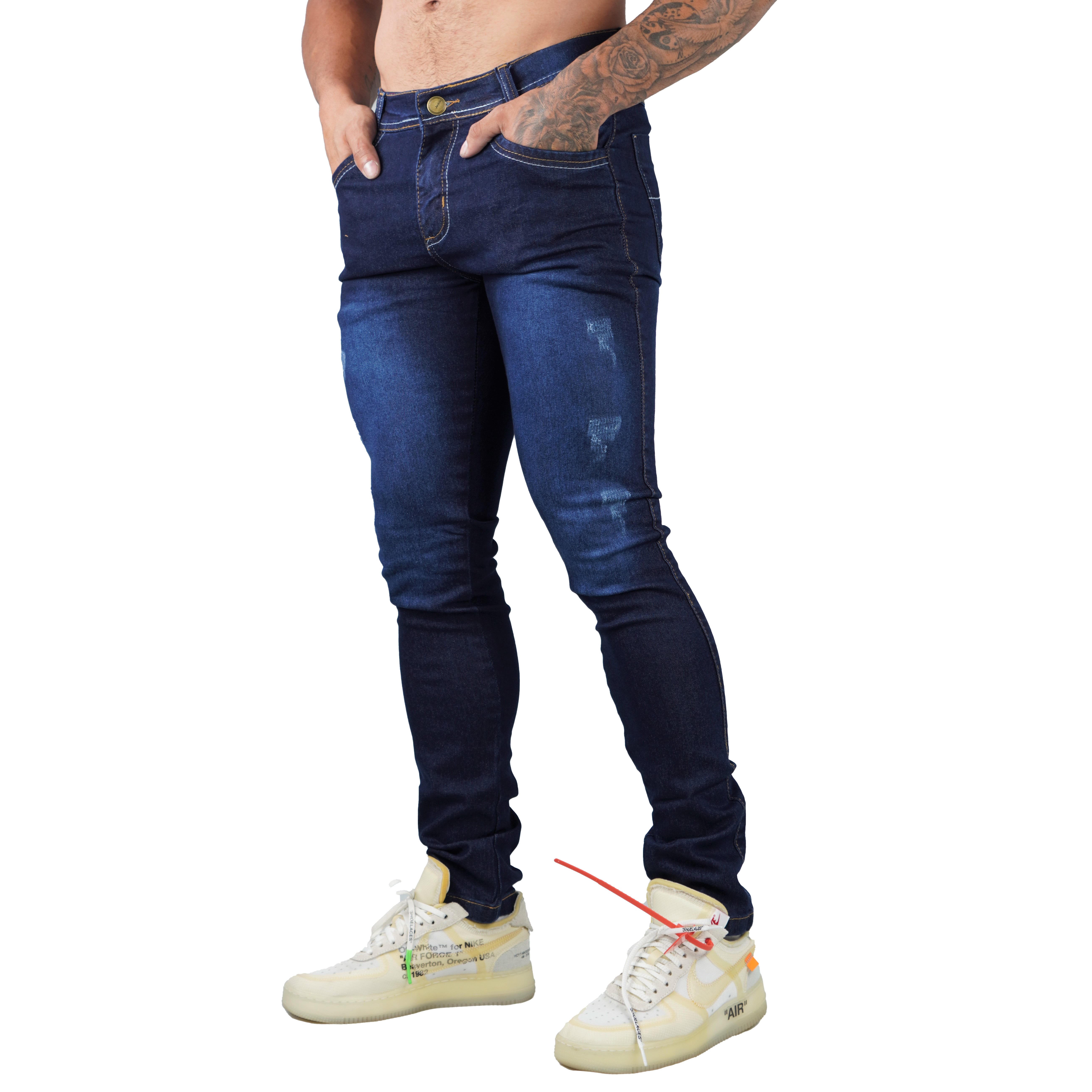 Calça Jeans Masculina Sarja Skinny Slim Com Lycras E Lavagem Escura.  Entrega Rápida Venda Nacional