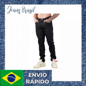 Calça Jeans Masculina Sarja Skinny Slim Com Lycras Preta Estilo Homem Masculino Roupa Estica Bem Conforto Escuro