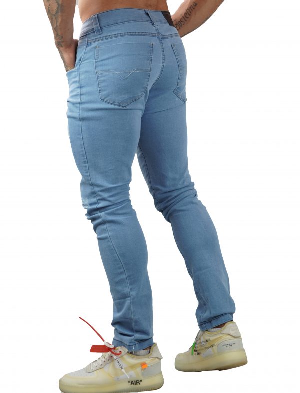 Calça Jeans Sarja Masculina Elastano Skinny Slim Com Lycras REF 53 Homem Moda Estilo Casual Estica Bem Claro - Image 2