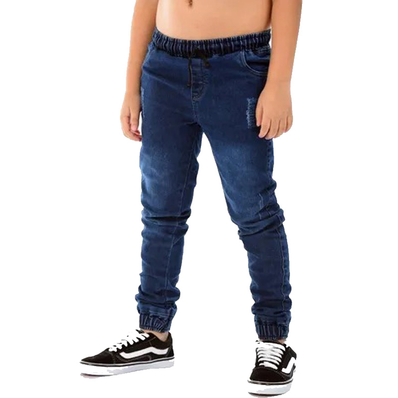 Calça Jogger Jeans Escura com Bolso Infantil
