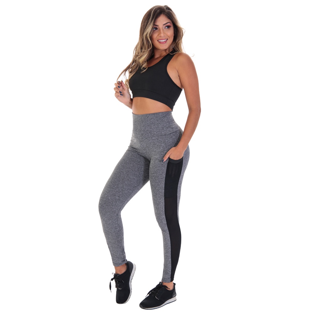 Conjunto Fitness Legging Com Bolso E Top Academia Feminino Workout Roupas  De Ginástica Adulto - Compra Digital BR