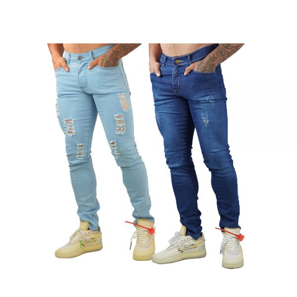 KIT 2 CALÇAS Jeans Masculino Sarja Skinny Slim Com Lycras moda fashion com bolso