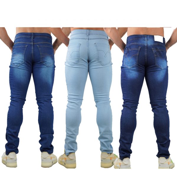 KIT 3 CALÇAS Jeans Masculino Sarja Skinny Slim Com Lycras moda fashion com bolso - Image 2