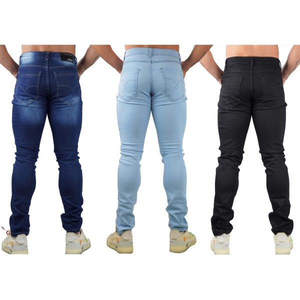 KIT 3 CALÇAS Jeans Masculino Sarja Skinny Slim Com Lycras moda fashion com bolso - Imagem 2