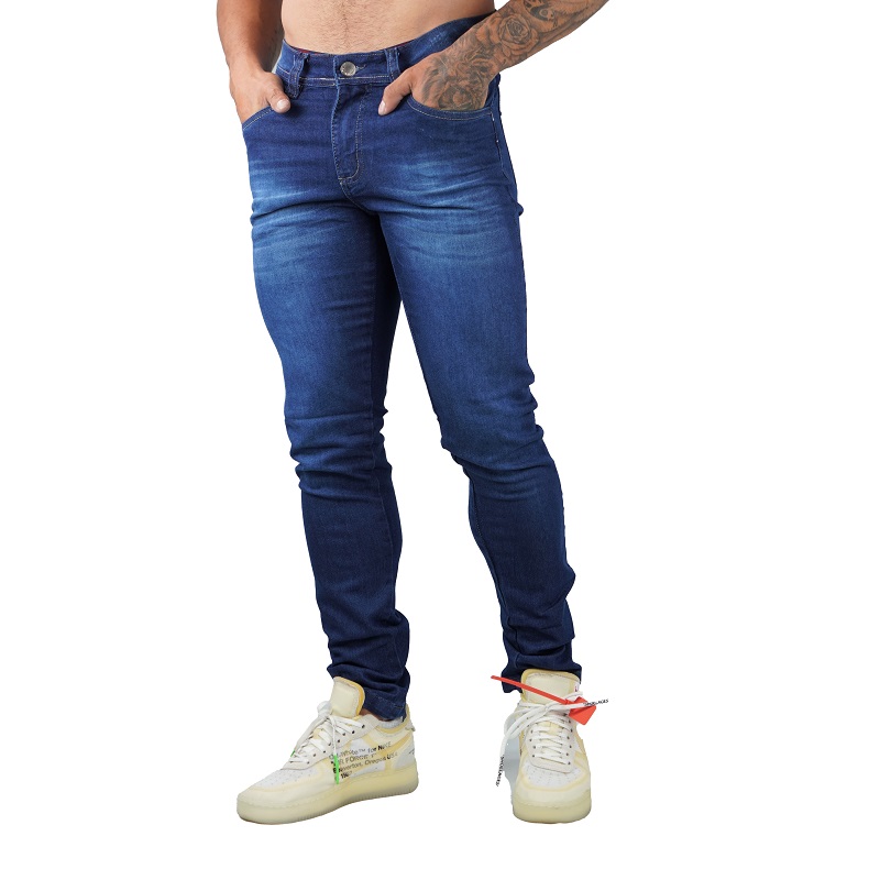 kit 3 calça jeans masculina slim com elastano tamanho:36;cor