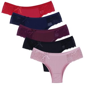 Kit 3 Calcinha Tanga Com Renda Poliéster Tangão Conforto