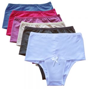 Kit 6 Calcinhas Modeladora Cintura Alta Frimodas Microfibra Adulto Lingerie Feminina Sexy Roupa Interior Íntima Mulher Adulto