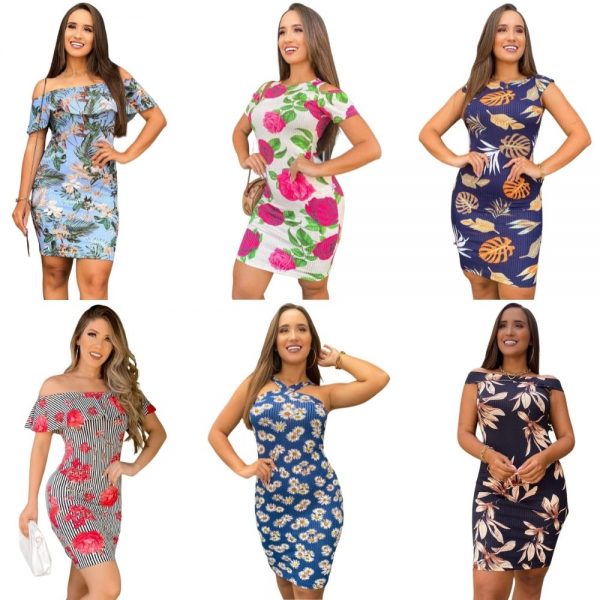 Kit 6 Vestido moderno estiloso estampado para revender