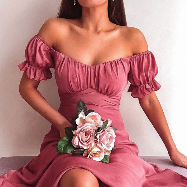 Novo 2021 inverno estilo novo verão feminino elegante azul moda borboleta manga slash neck casual feminino dividir médio vestidos longos - Imagem 5
