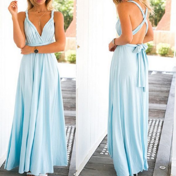 Sexy feminino multiway wrap conversível boho maxi clube vestido vermelho bandagem vestido longo festa de damas de honra infinito robe longue femme - Image 4