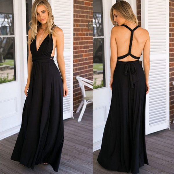 Sexy feminino multiway wrap conversível boho maxi clube vestido vermelho bandagem vestido longo festa de damas de honra infinito robe longue femme - Image 5