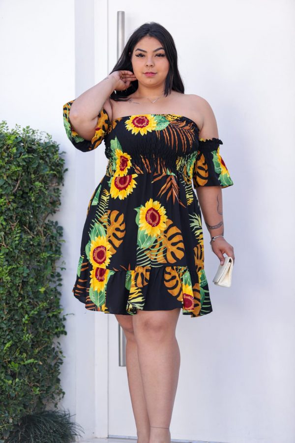 Vestido Ciganinha Florido Viscose Plus Size - Várias Estampas - Imagem 3