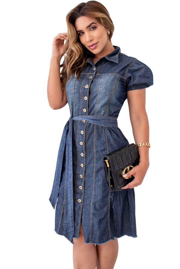 Vestido Jeans Moda Evangélica Feminina. ( Rf-2044)