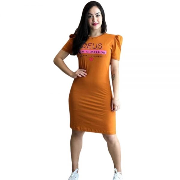 Vestido evangélico algodão liso manga princesa atacado - Imagem 3