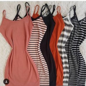 vestido canelado alcinha moda verão kit Com 10 vestido feminino curto alça fina moda estilo vestido Tubinho
