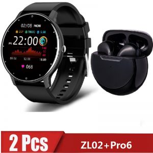 2 Peças - Fone zl02  - SmartWatch pro6  inteligente masculino tela de toque  à prova dip67 água bluetooth para android ios