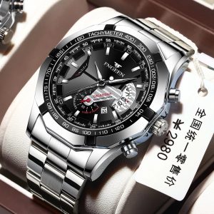 Relógio Quartzo Militar d- Esportes pulseira de aço completo à prova