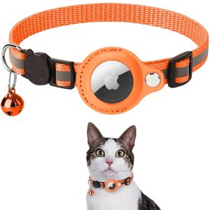 Coleira para Airtag para gatos com estojo protetor - localizador rastreador reflexivos