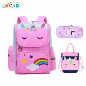 Kit Mochila Escolar Okkid para meninas 6-12 anos