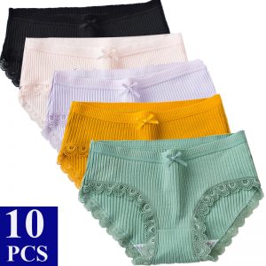 10pcs  Calcinha de algodão de renda