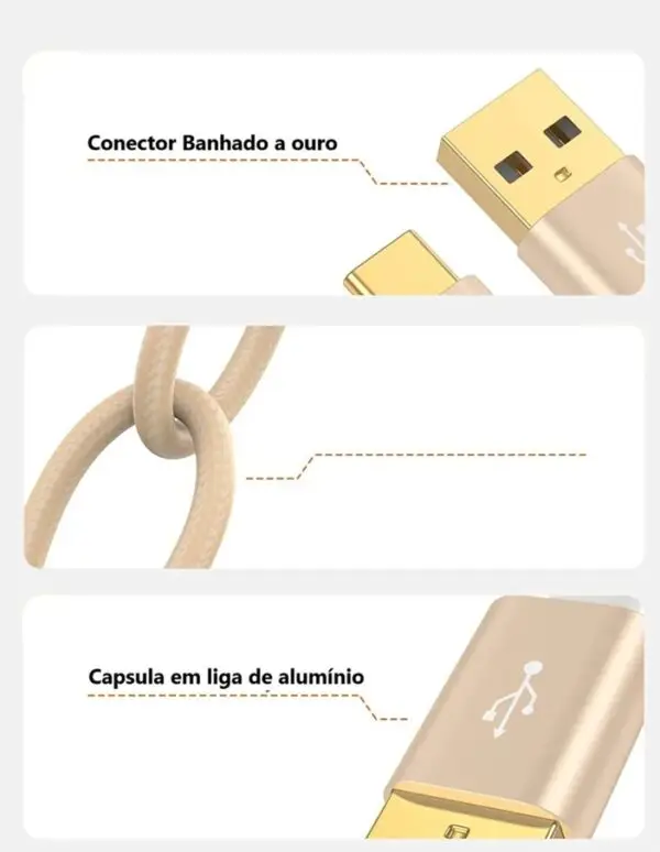 Cabo Usb C Usb A 60w (20v/3a) 480mbps 1,5 Mt - Imagem 4